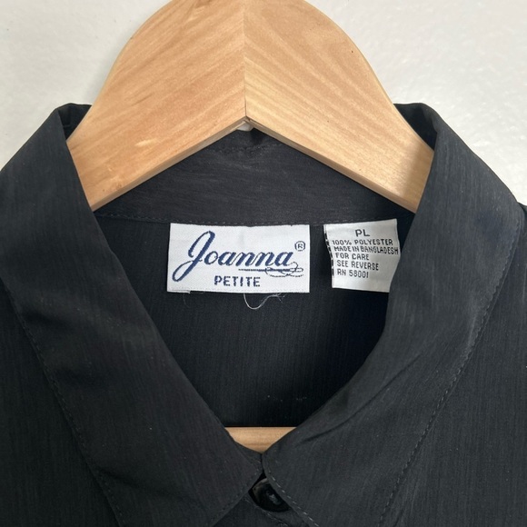 NWOT Joanna Petite Black Casual Button Down Shirt - Picture 3 of 4